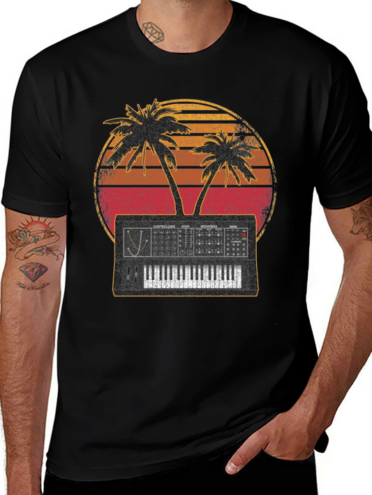 Synthwave T-Shirt Palm Tree Synthesizer Music Tee