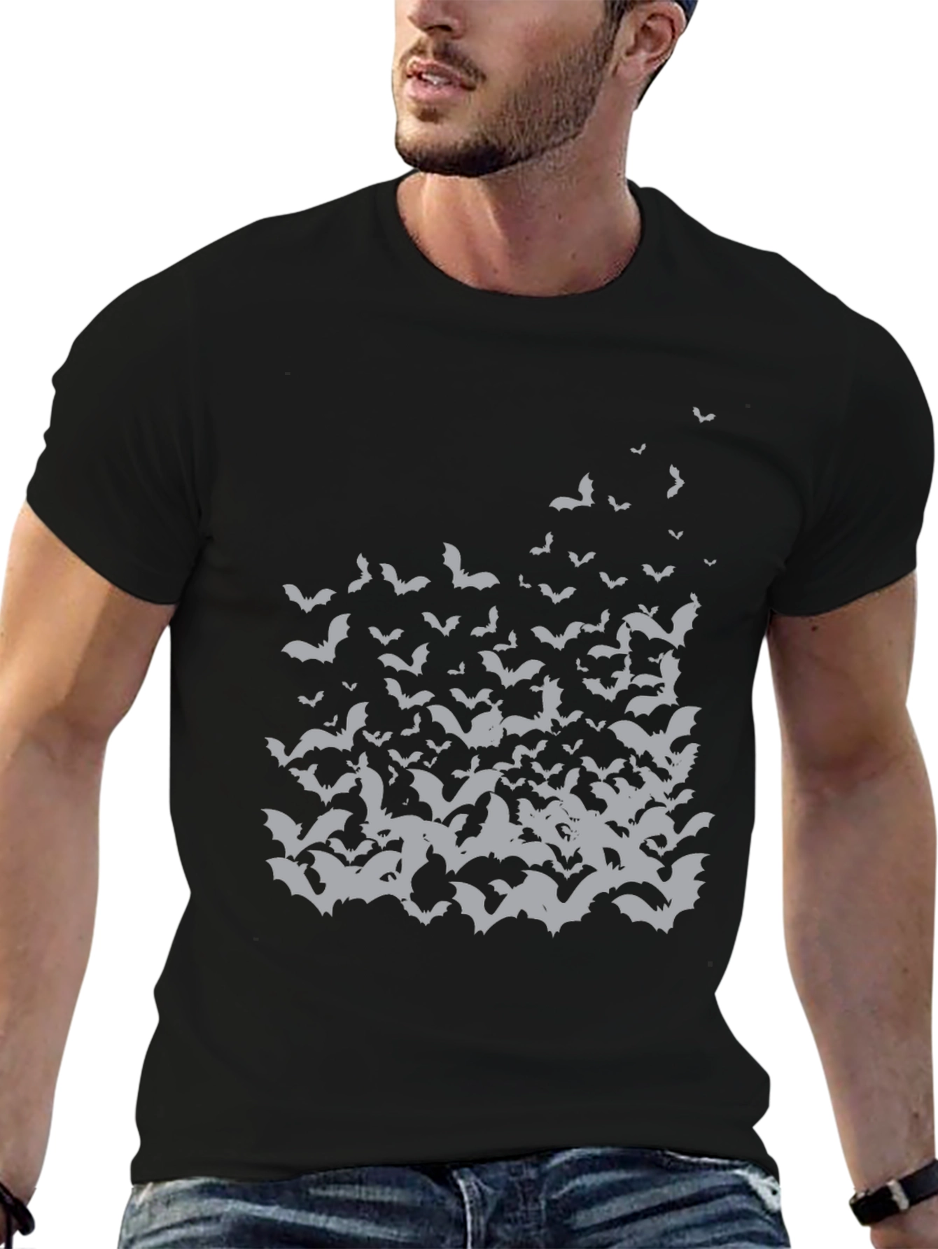 Bat Swarm Graphic Tee - Halloween Ready