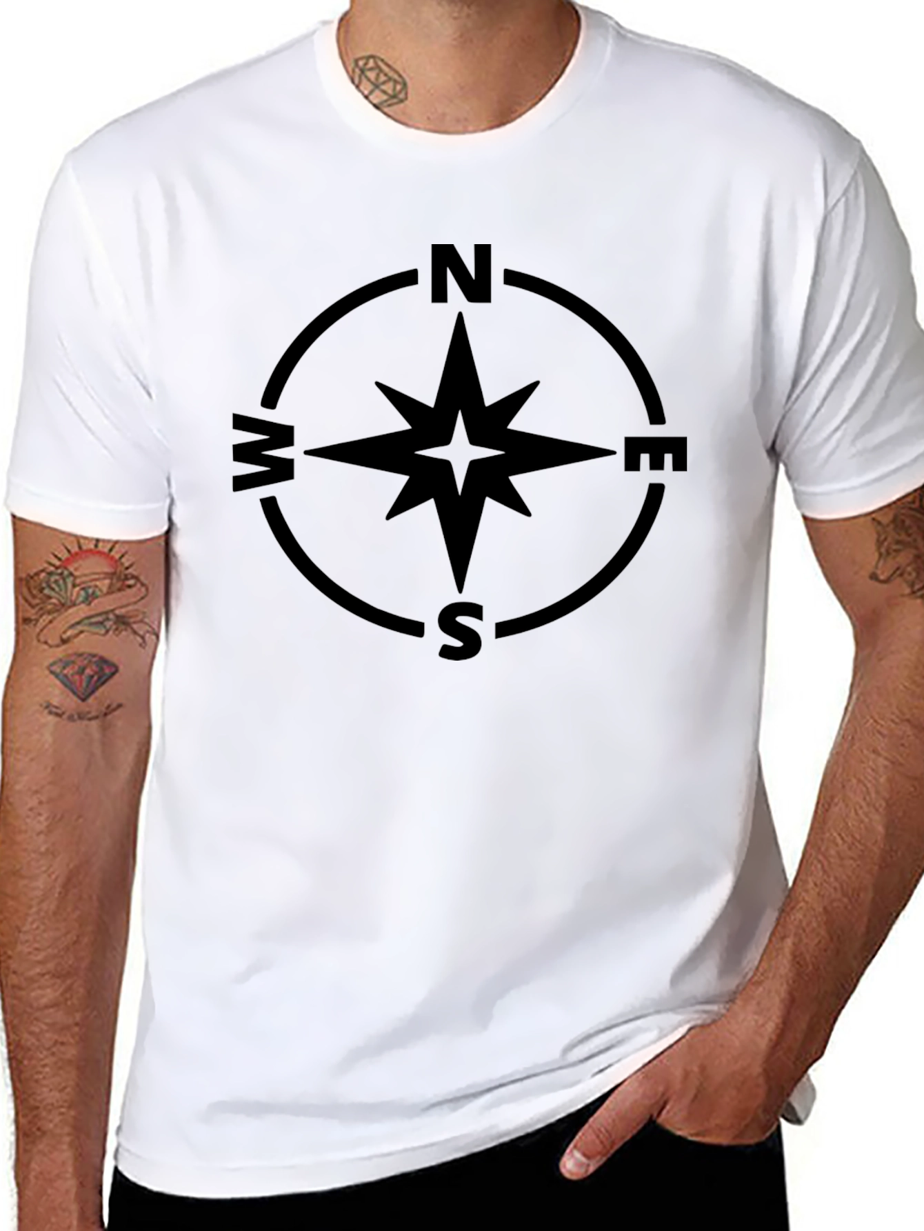 Compass Rose Graphic Tee - Mens Black Shirt