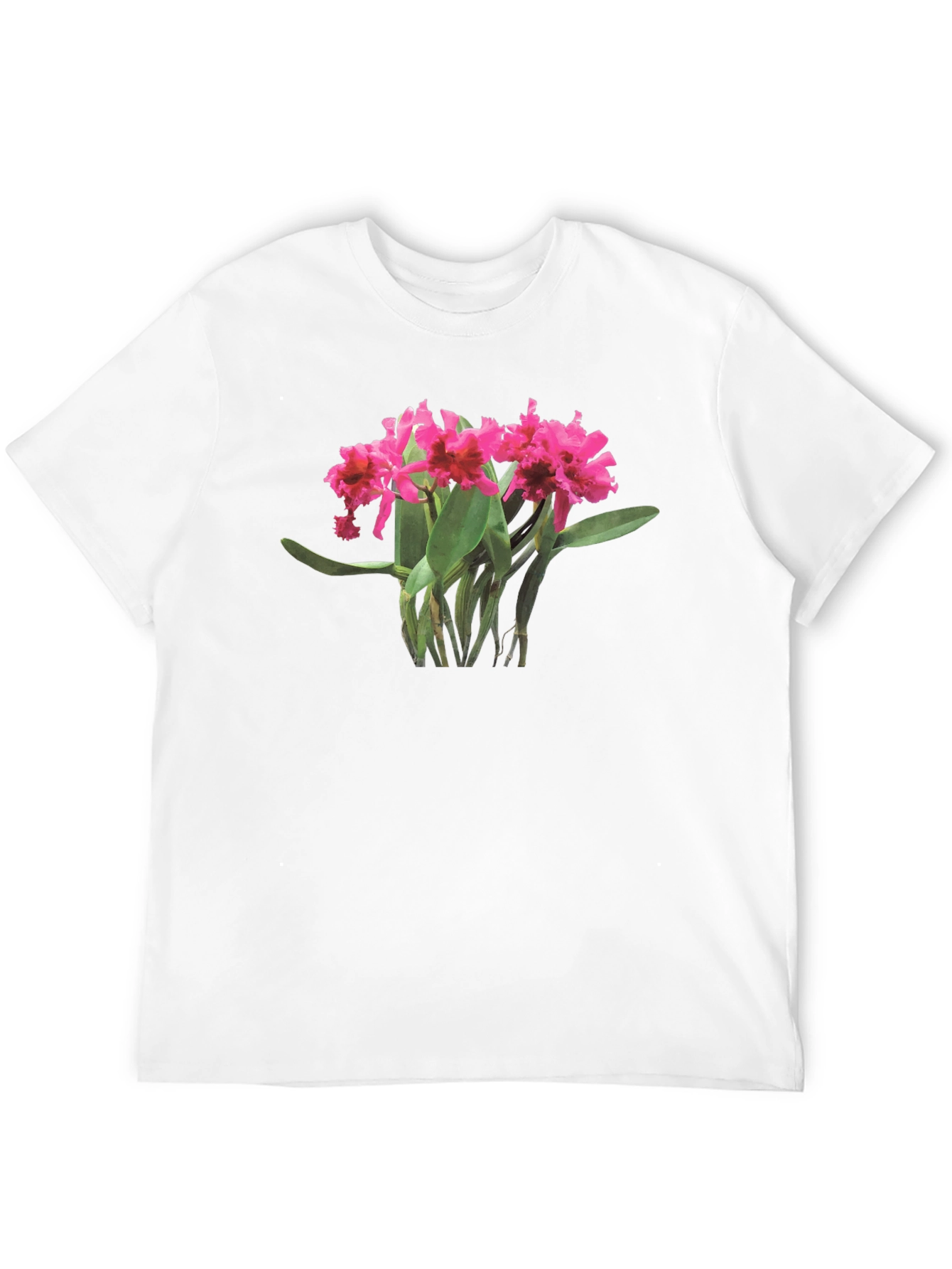 Orchid Print Black T-Shirt