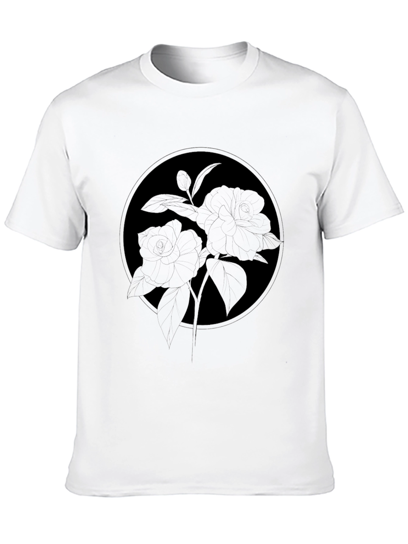 Black Floral Silhouette Graphic T-Shirt