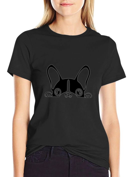 Cute Peek-A-Boo Dog Graphic Tee