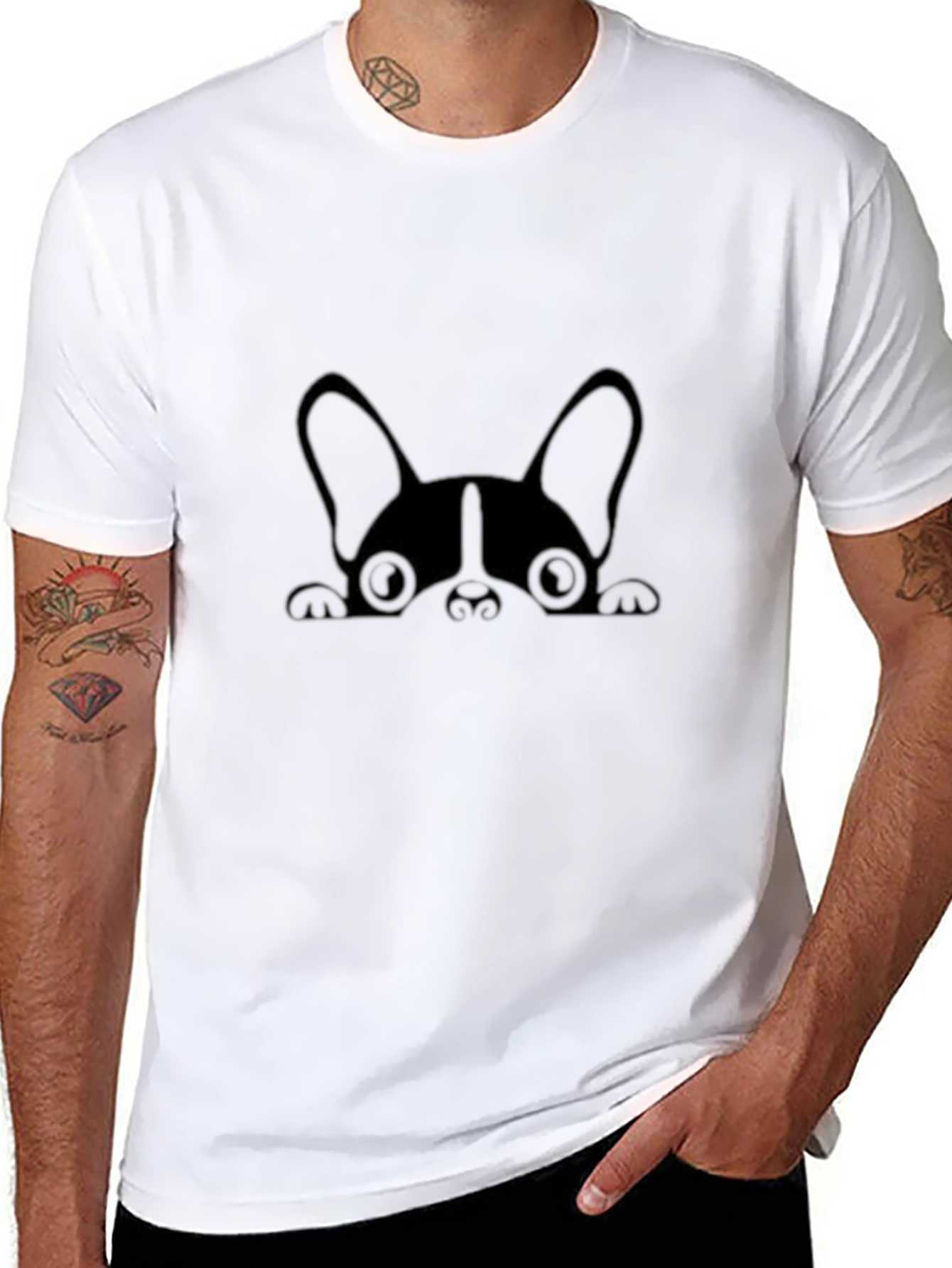 Cute Peek-A-Boo Dog Graphic Tee