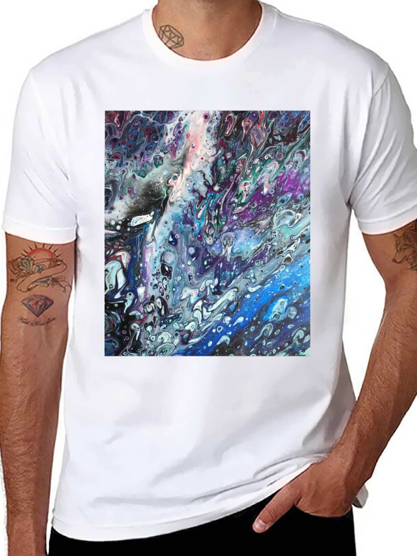 Abstract Art Graphic Tee - Modern Fluid Design