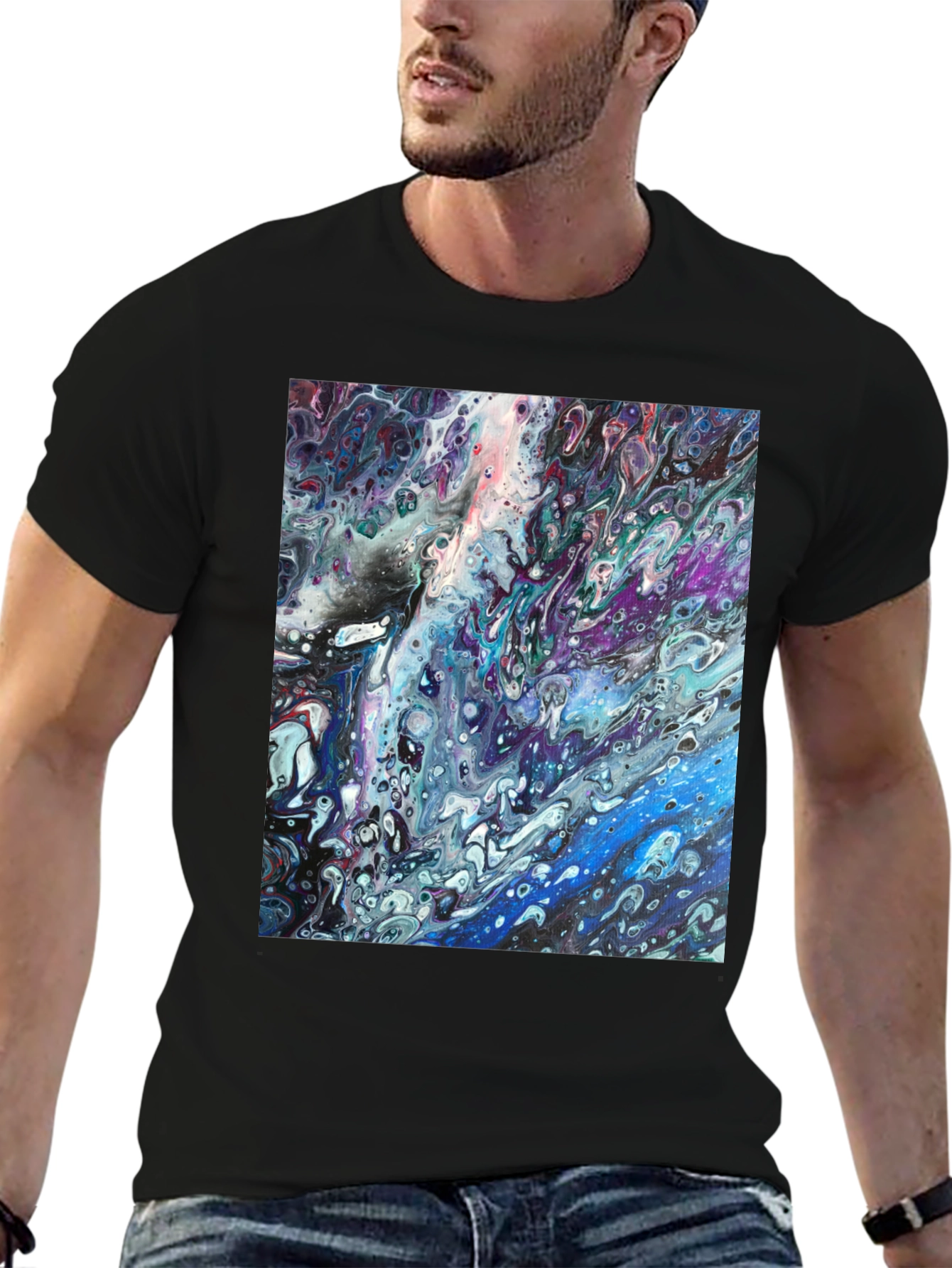 Abstract Art Graphic Tee - Modern Fluid Design
