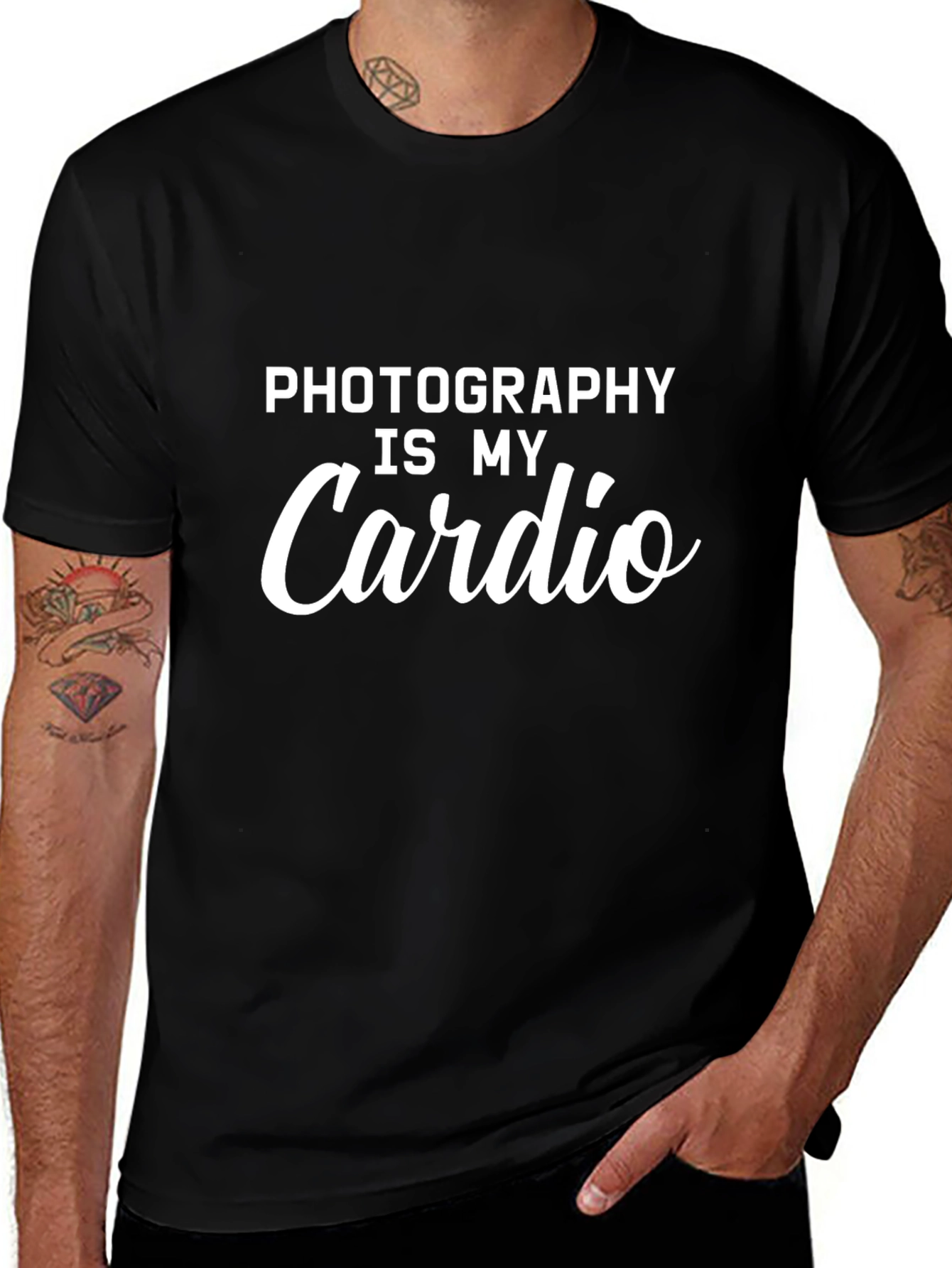 Photography Is My Cardio - Black T-Shirt