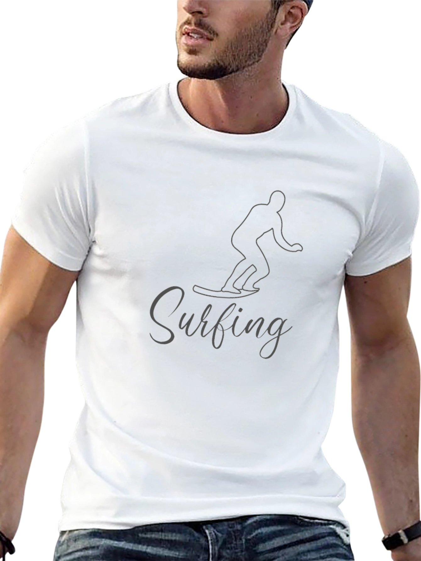 Surfing Graphic Tee - Black Short Sleeve T-Shirt