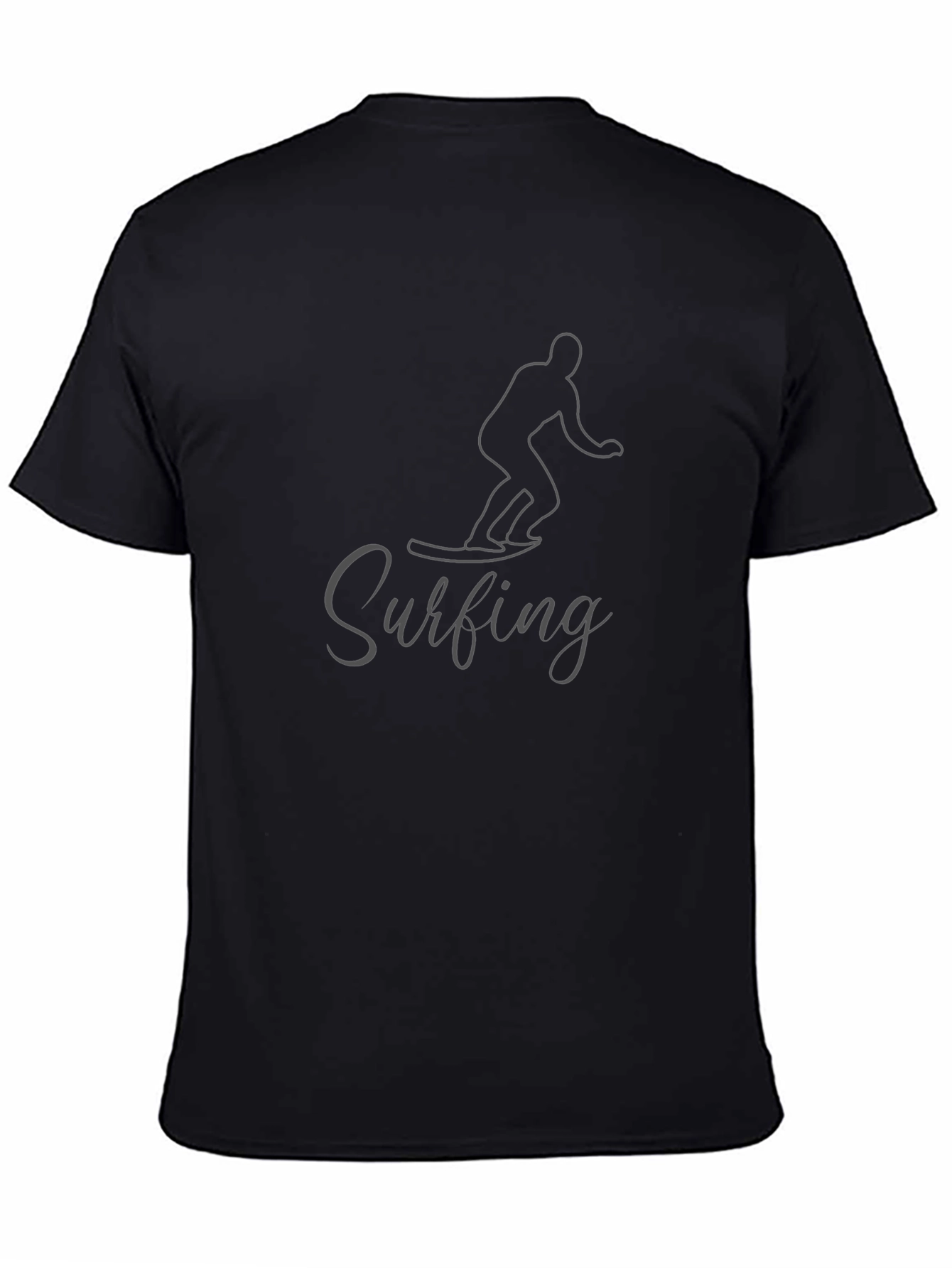 Surfing Graphic Tee - Black Short Sleeve T-Shirt