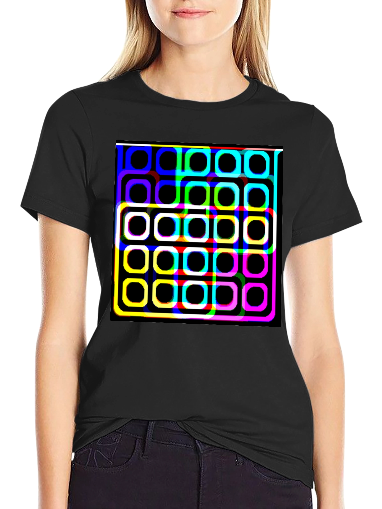 Retro Squares Black T-Shirt