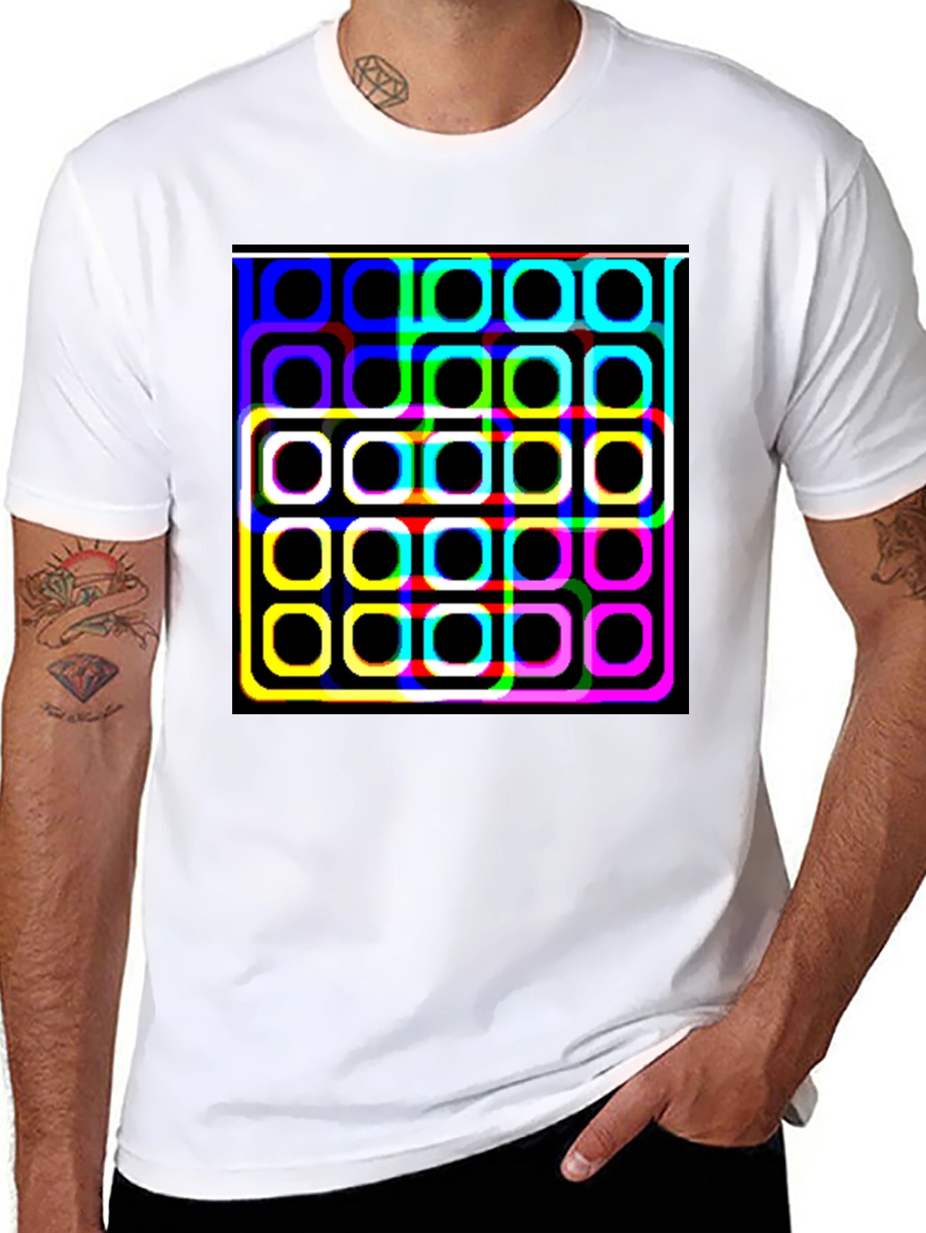 Retro Squares Black T-Shirt