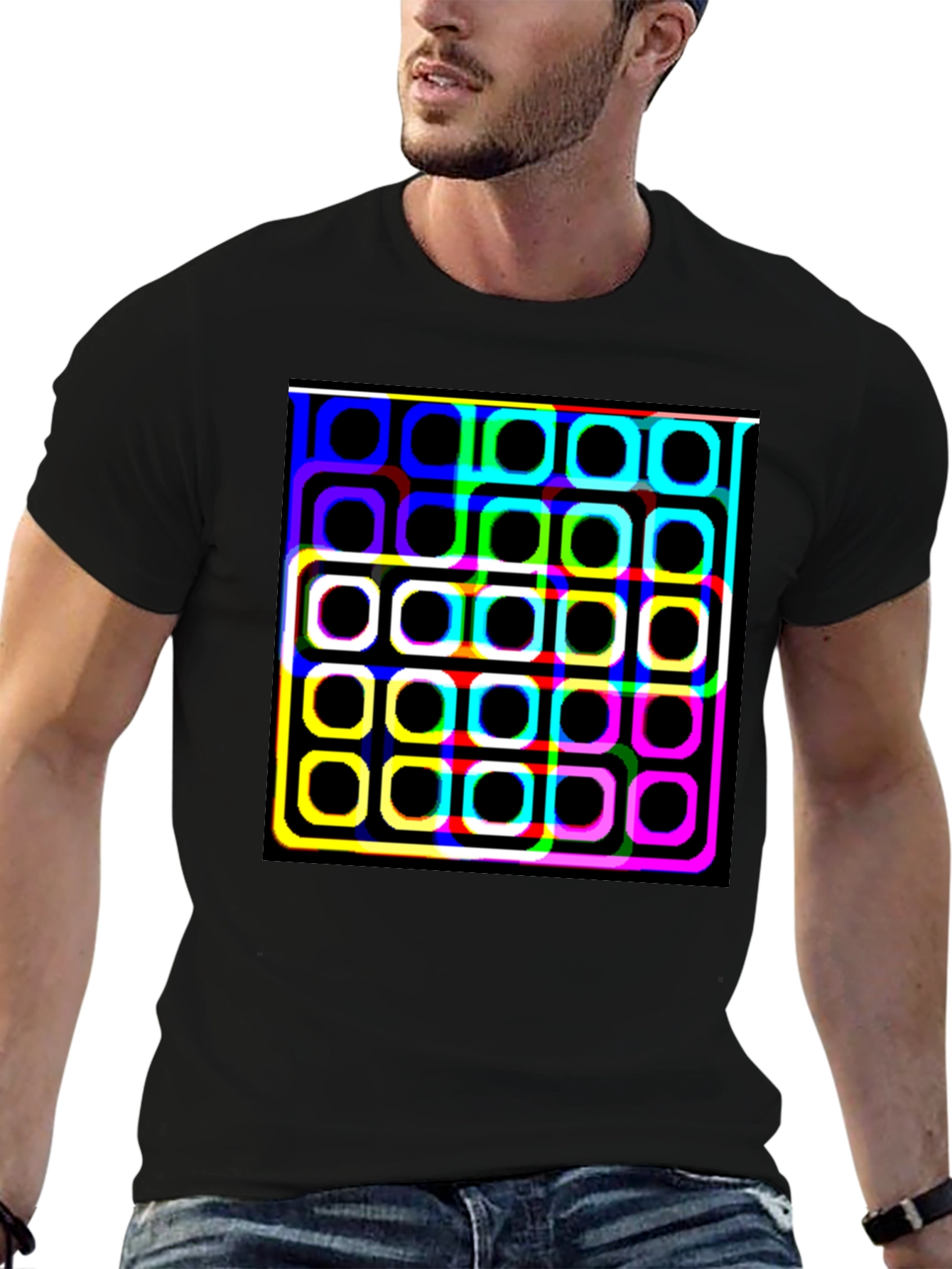 Retro Squares Black T-Shirt