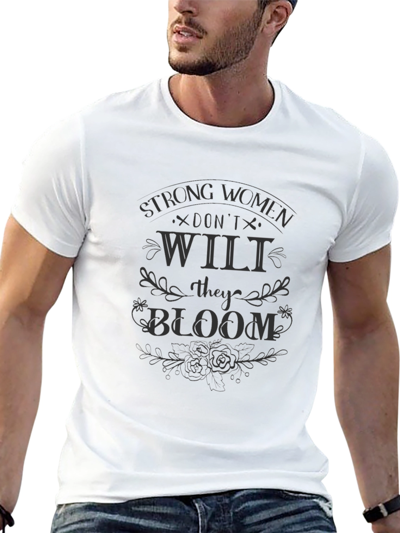 Strong Women Bloom Black Graphic Tee