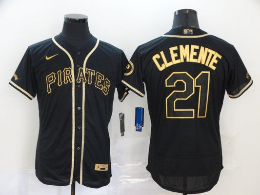 Men's Pittsburgh Pirates Roberto Clemente #21 Black Stitched Jerseys