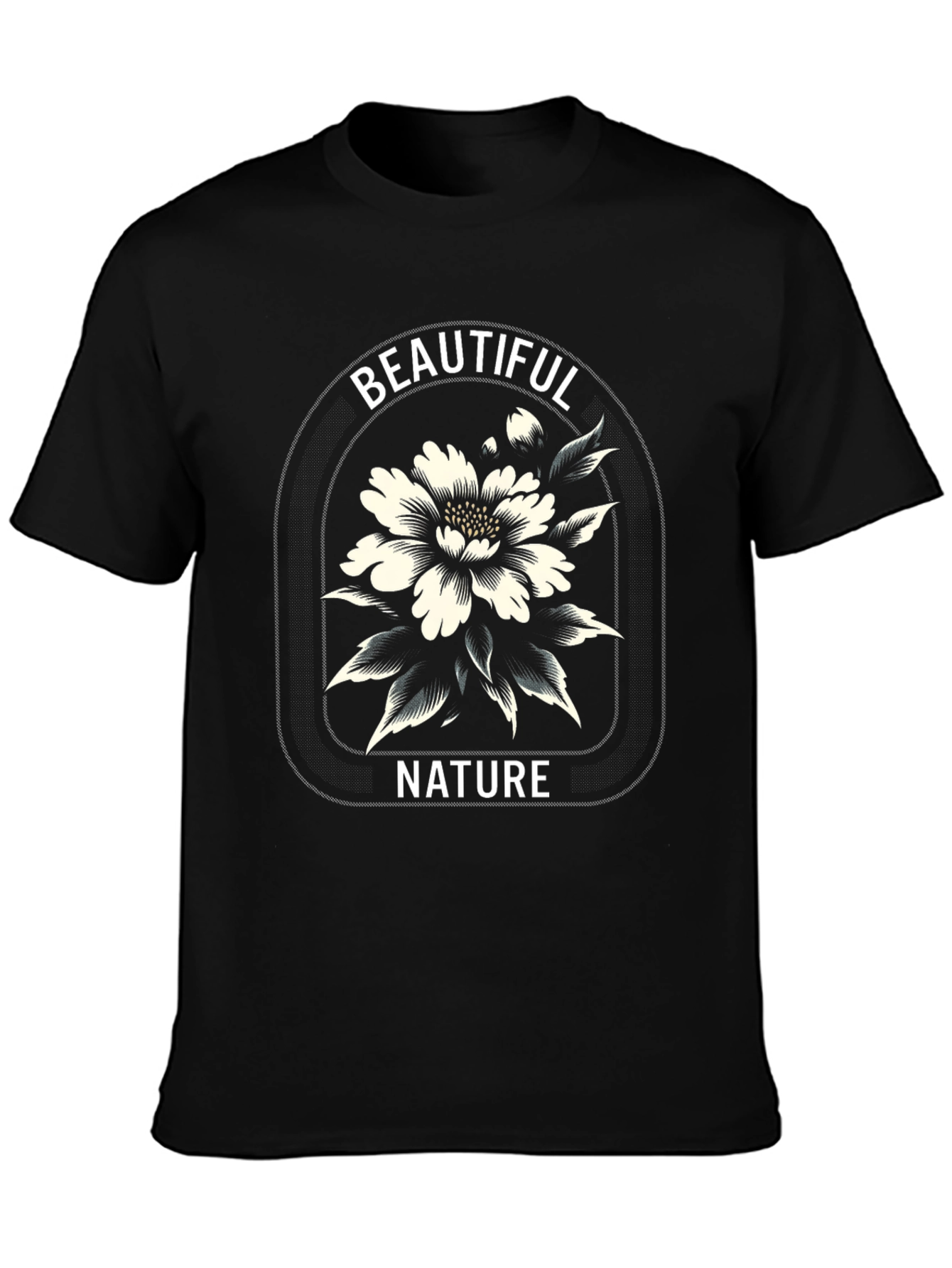 Beautiful Nature Graphic Print Black T-Shirt