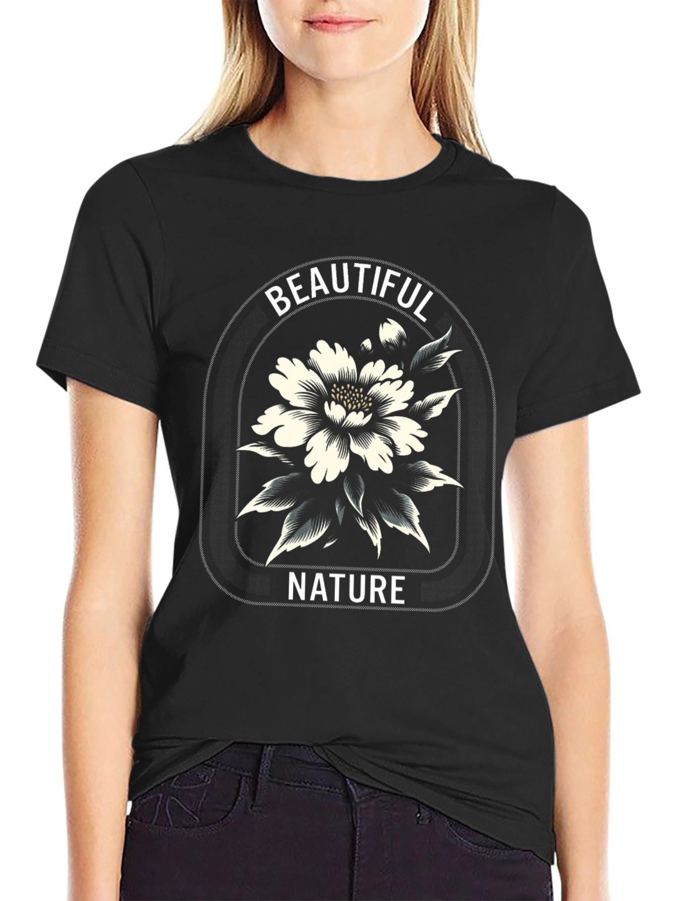 Beautiful Nature Graphic Print Black T-Shirt