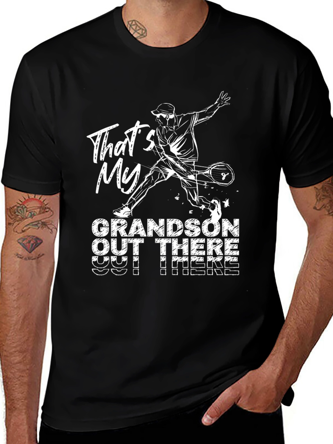 Thats My Grandson Out There Black Tee