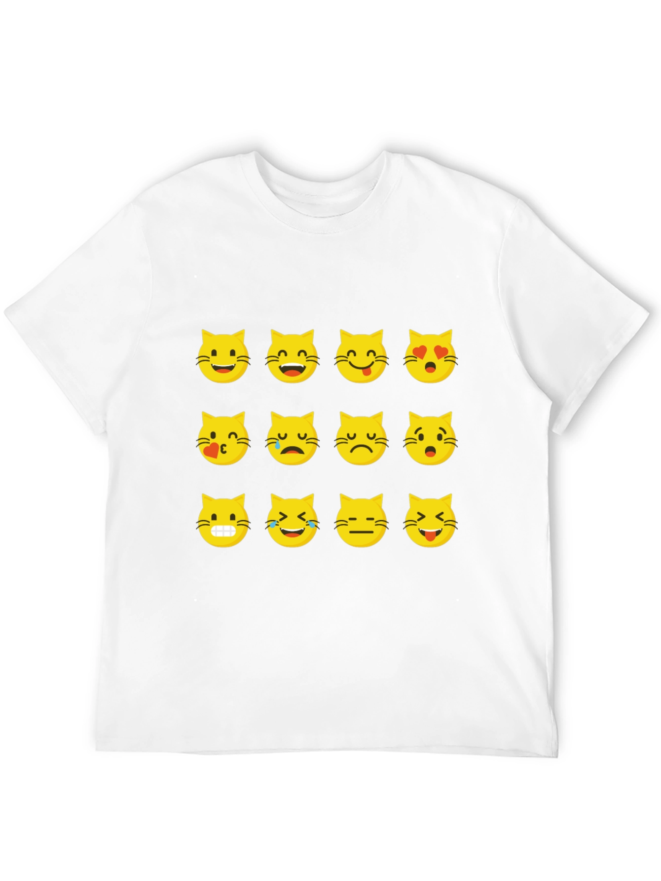 Emoji Cat Face T-Shirt - Black
