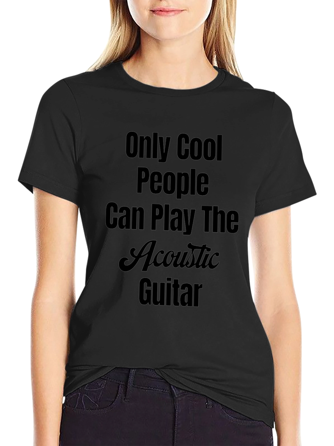 Cool People Play Acoustic Guitar Black T-Shirt