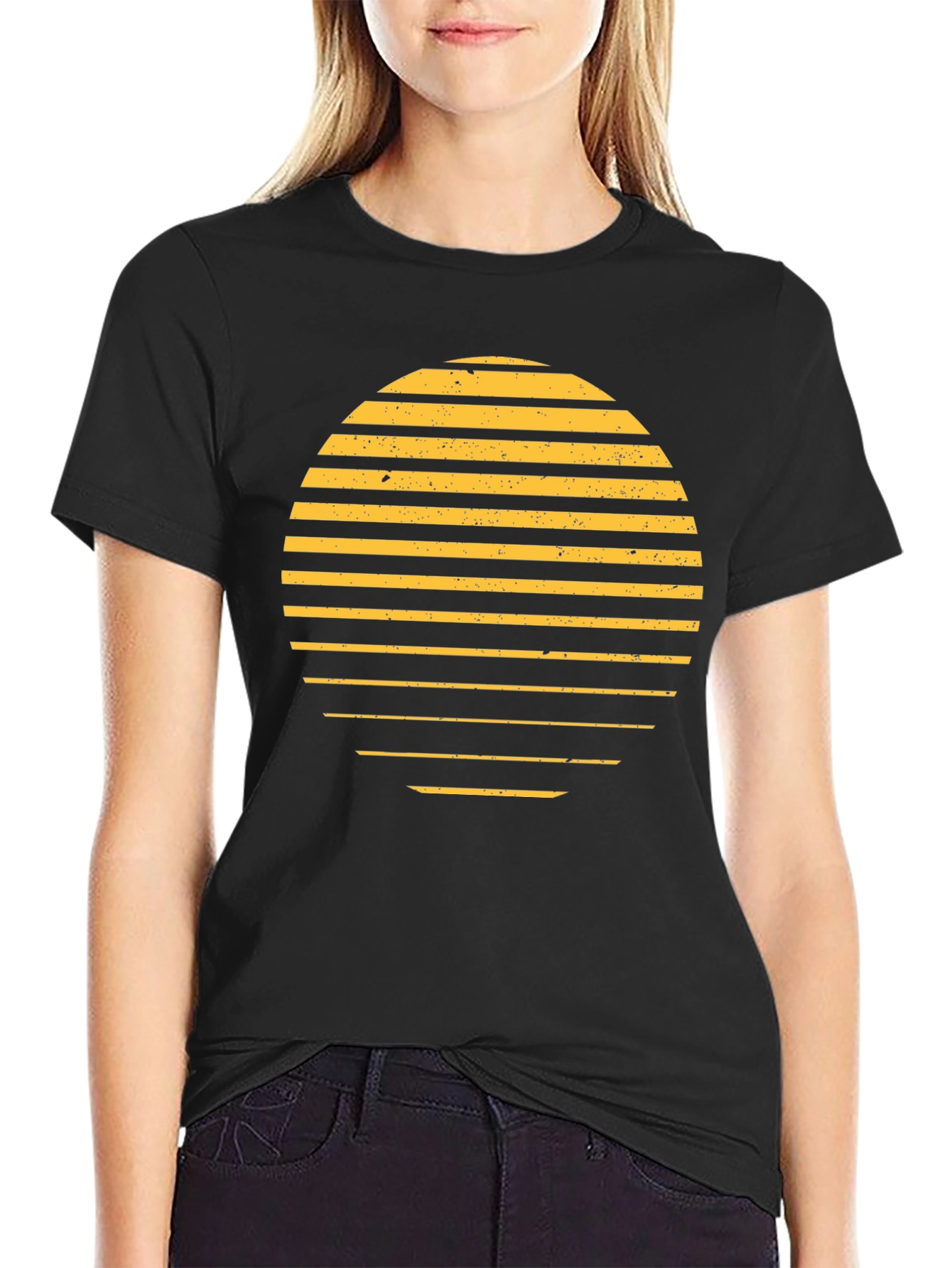 Retro Sunset Graphic T-Shirt - Stylish Black Tee