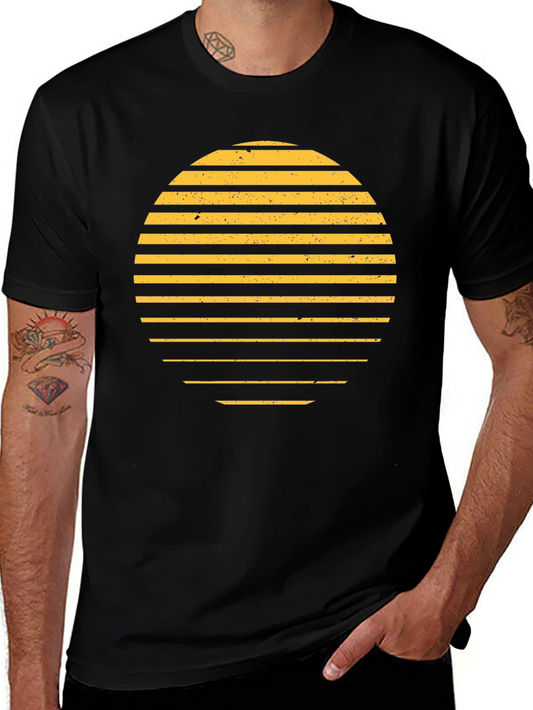 Retro Sunset Graphic T-Shirt - Stylish Black Tee