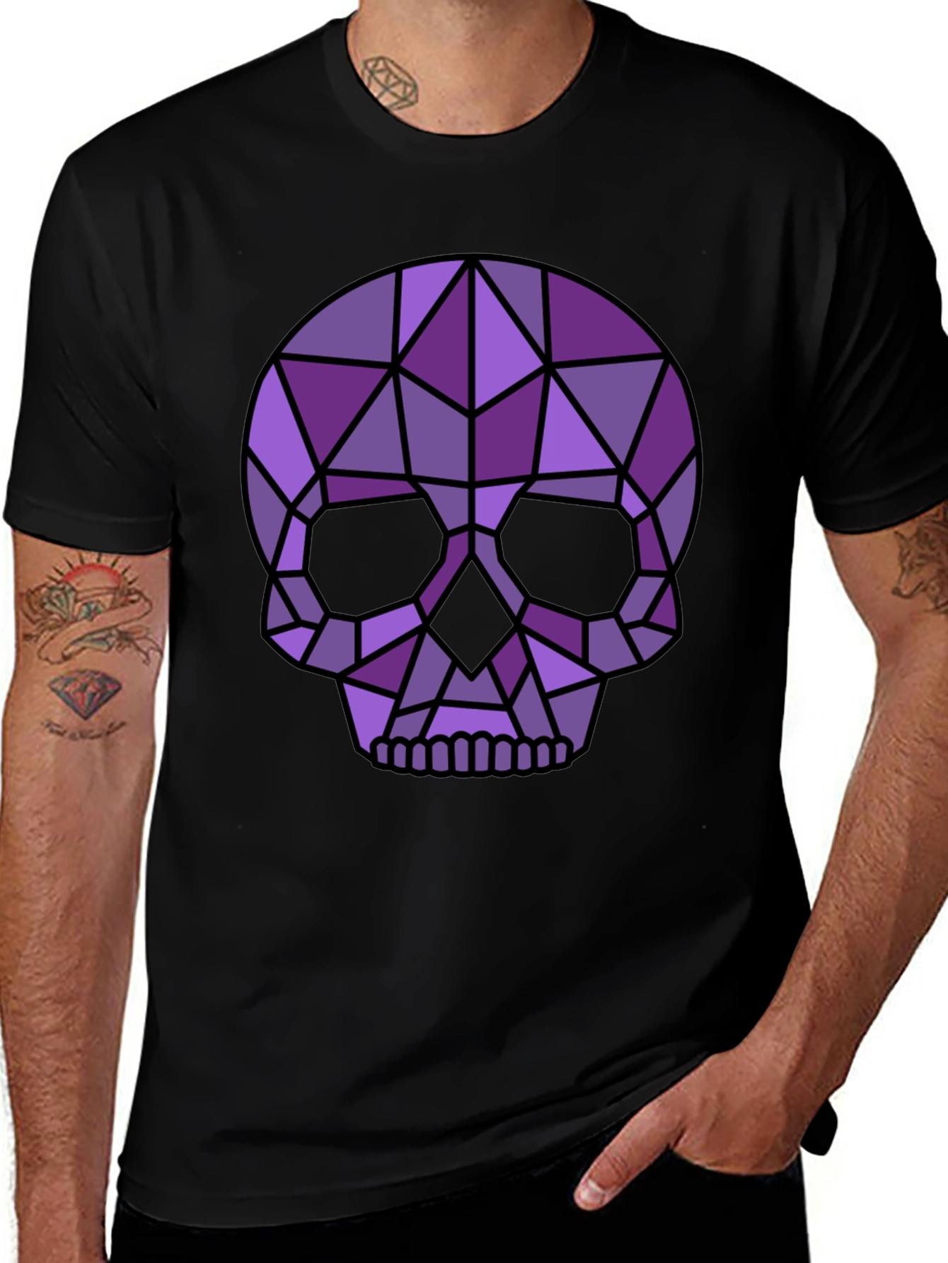 Geometric Skull Graphic Tee - Modern Edgy Style