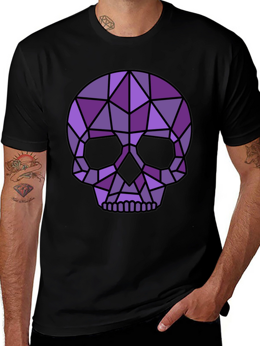 Geometric Skull Graphic Tee - Modern Edgy Style