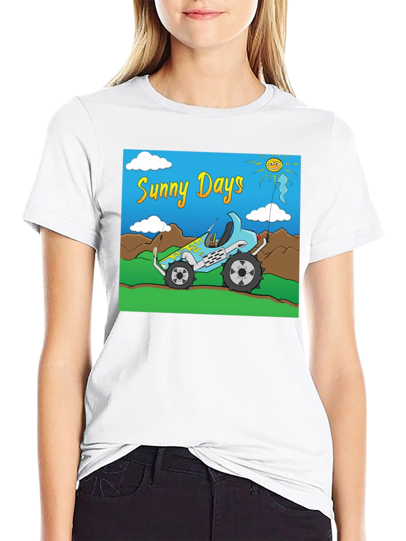 Sunny Days Cartoon Car T-Shirt