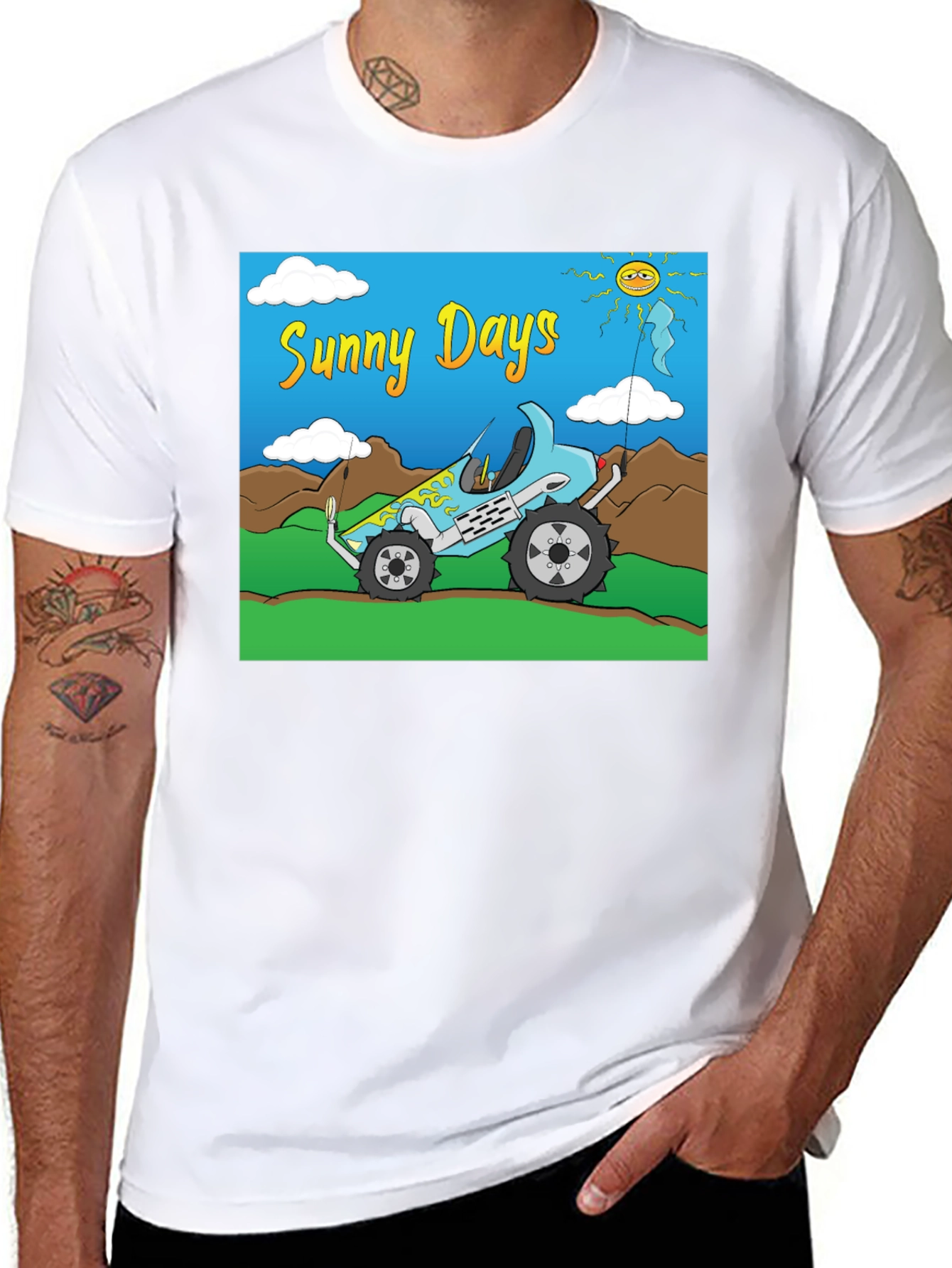 Sunny Days Cartoon Car T-Shirt