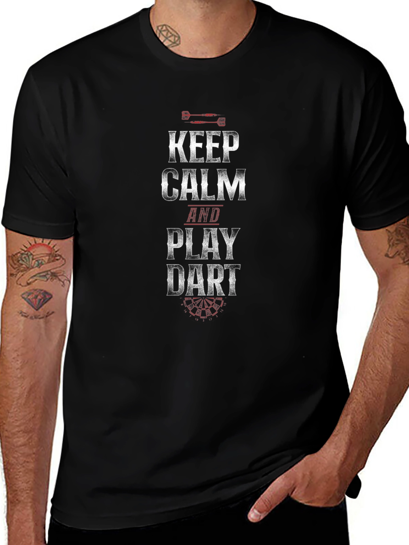 Keep Calm and Play Dart Black T-Shirt