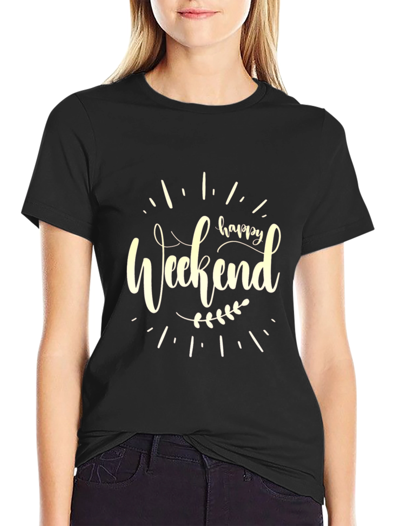 Happy Weekend Graphic Tee - Black