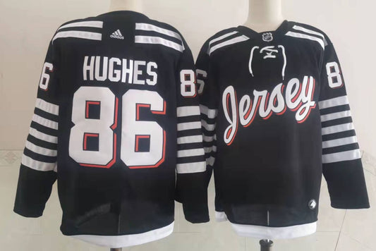 Men's New Jerseys Devils Jack Hughes #86 Black Player Game Jerseys