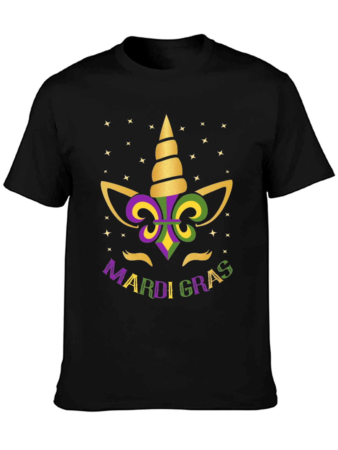 Mardi Gras Unicorn T-Shirt - Black