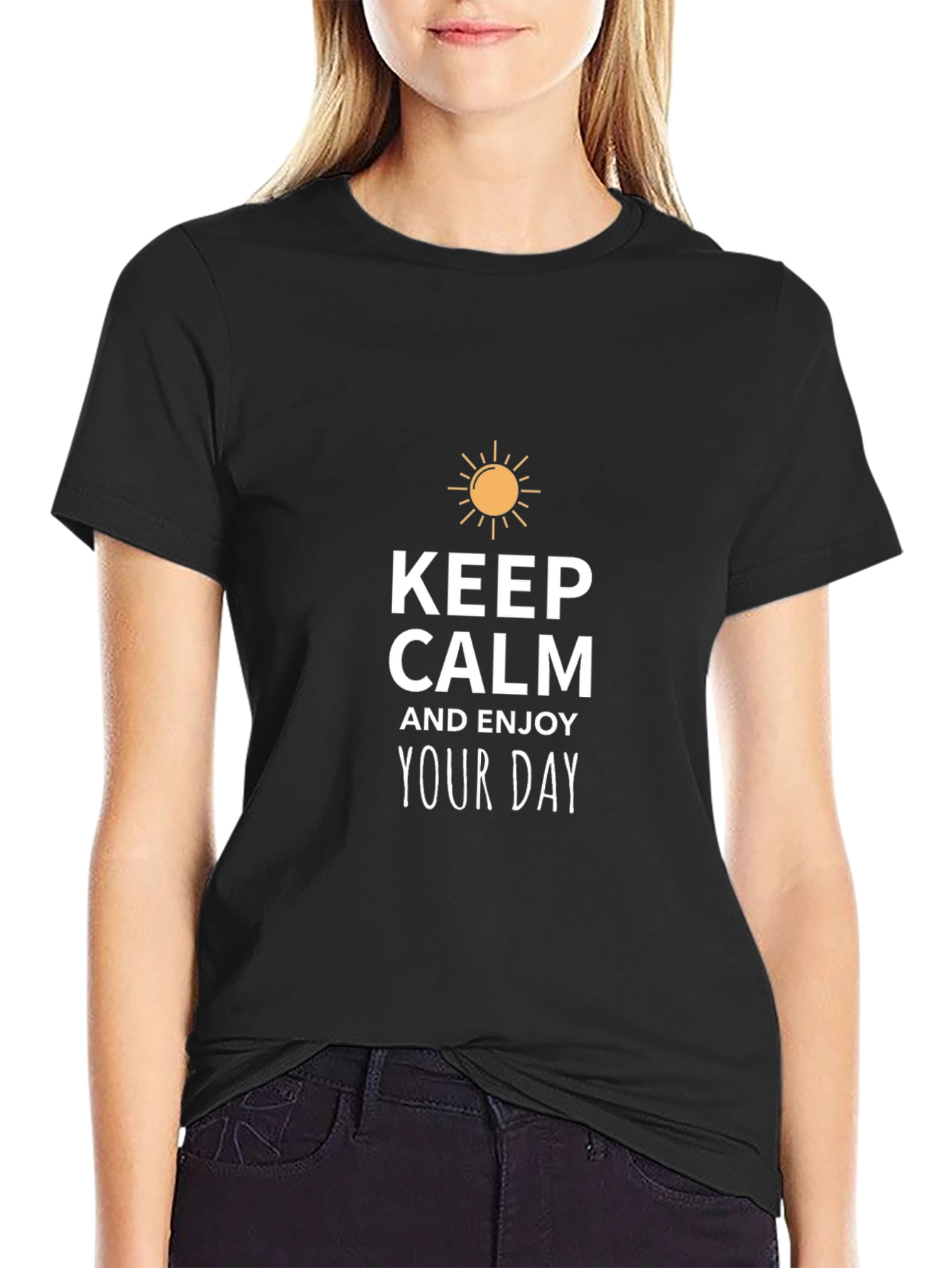 Keep Calm and Enjoy Your Day Black T-Shirt