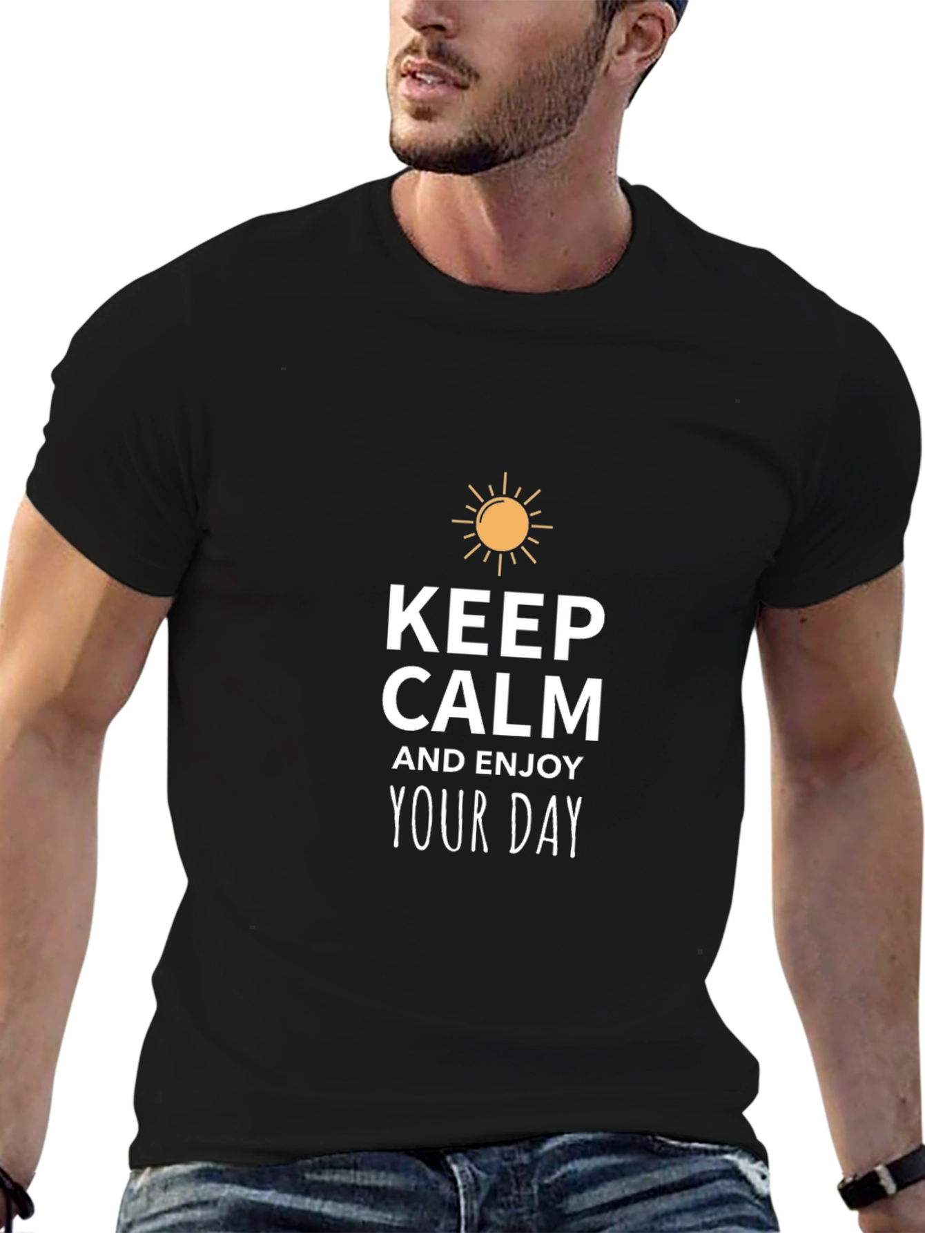 Keep Calm and Enjoy Your Day Black T-Shirt