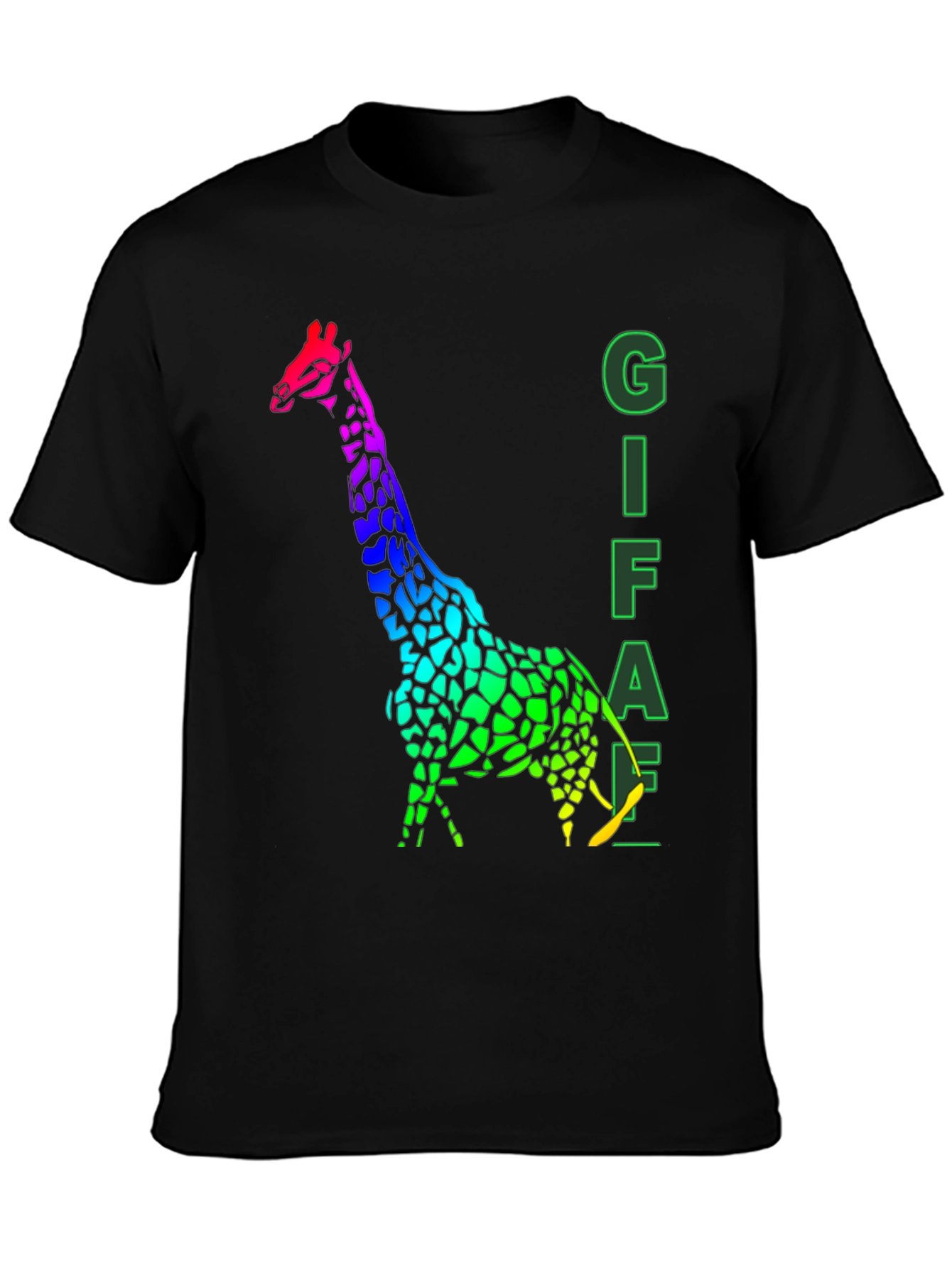 Rainbow Giraffe Graphic Tee - Mens Black T-Shirt