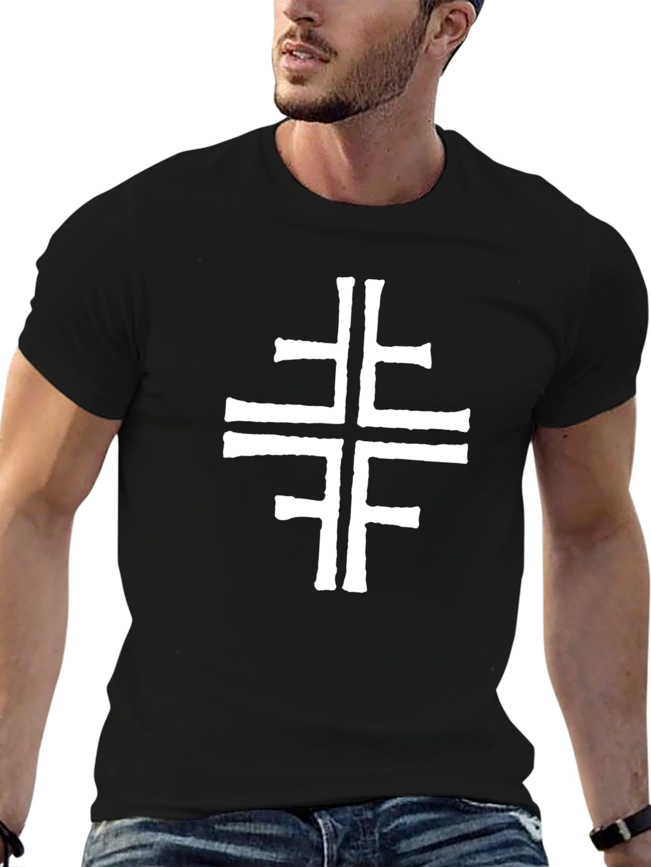 Abstract Cross Graphic Tee - Stylish & Unique Design