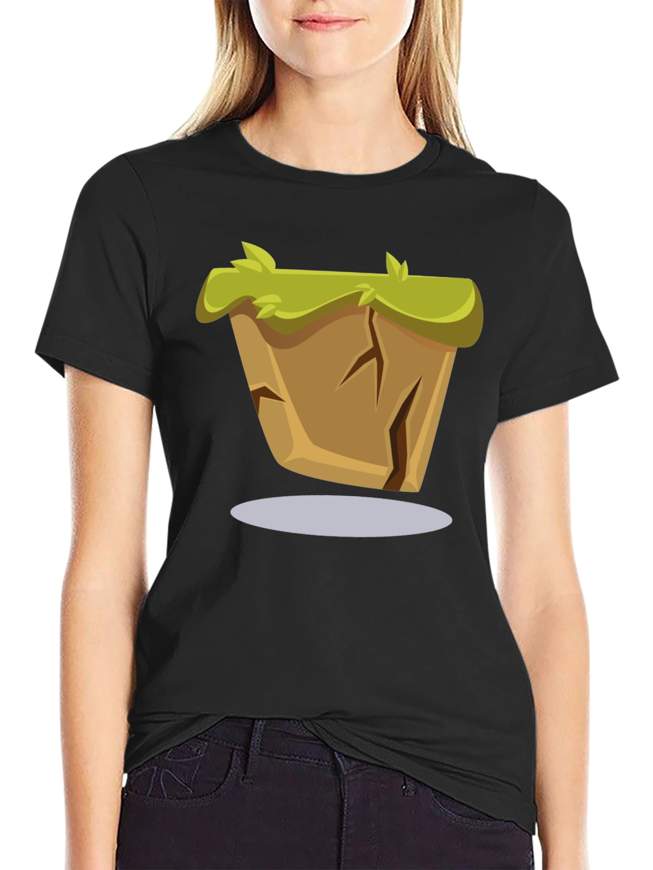 Cartoon Earth Block Graphic Tee - Stylish Unique Design