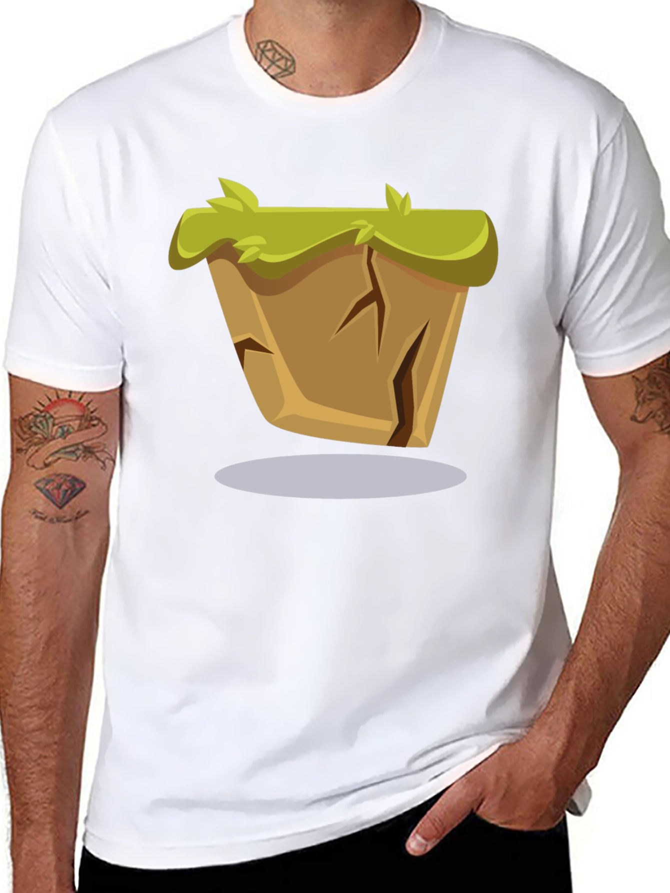 Cartoon Earth Block Graphic Tee - Stylish Unique Design