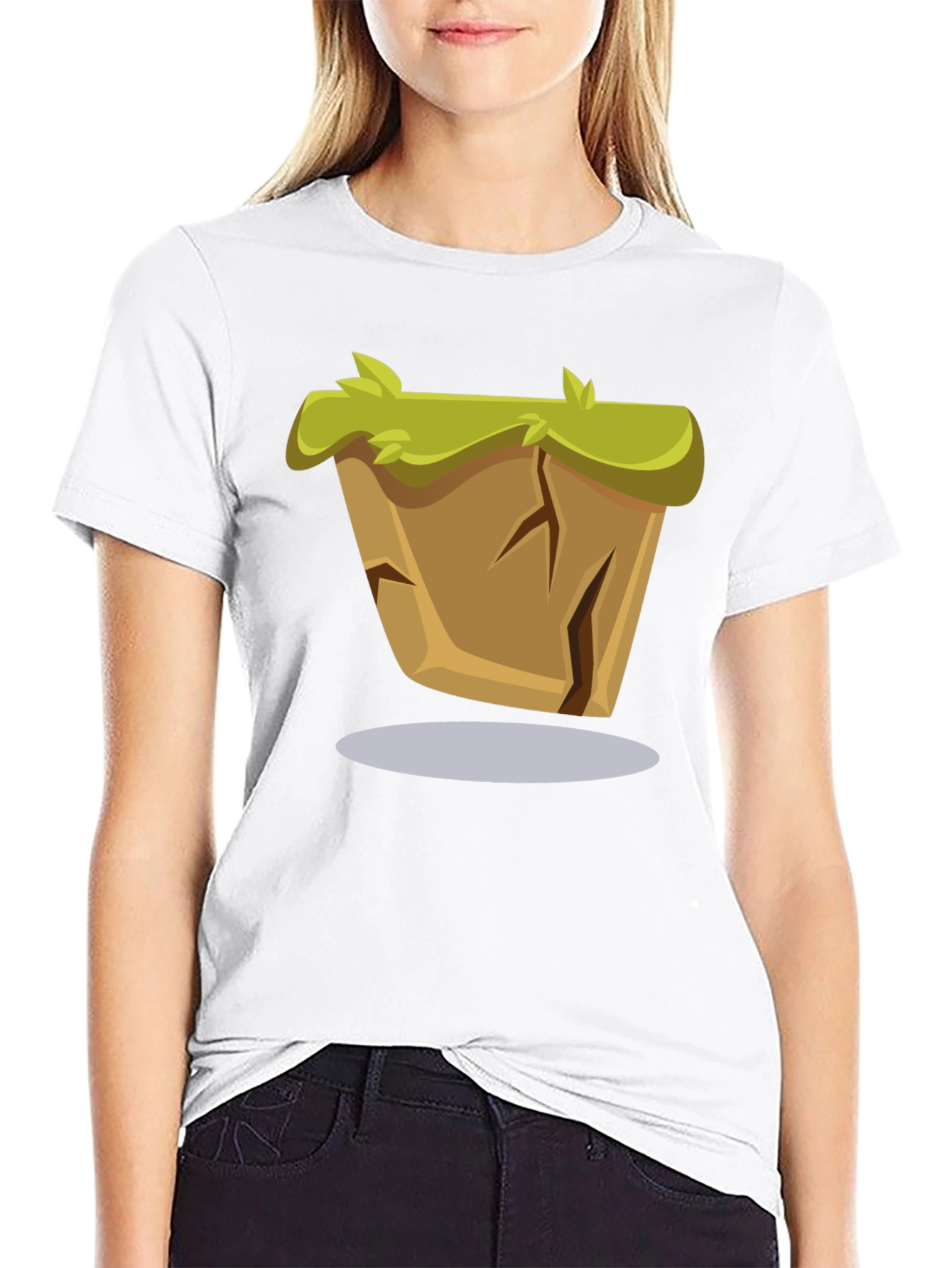 Cartoon Earth Block Graphic Tee - Stylish Unique Design