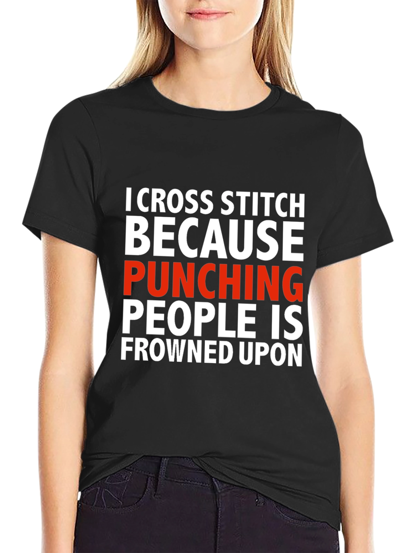 Cross Stitch Punching People Funny T-Shirt