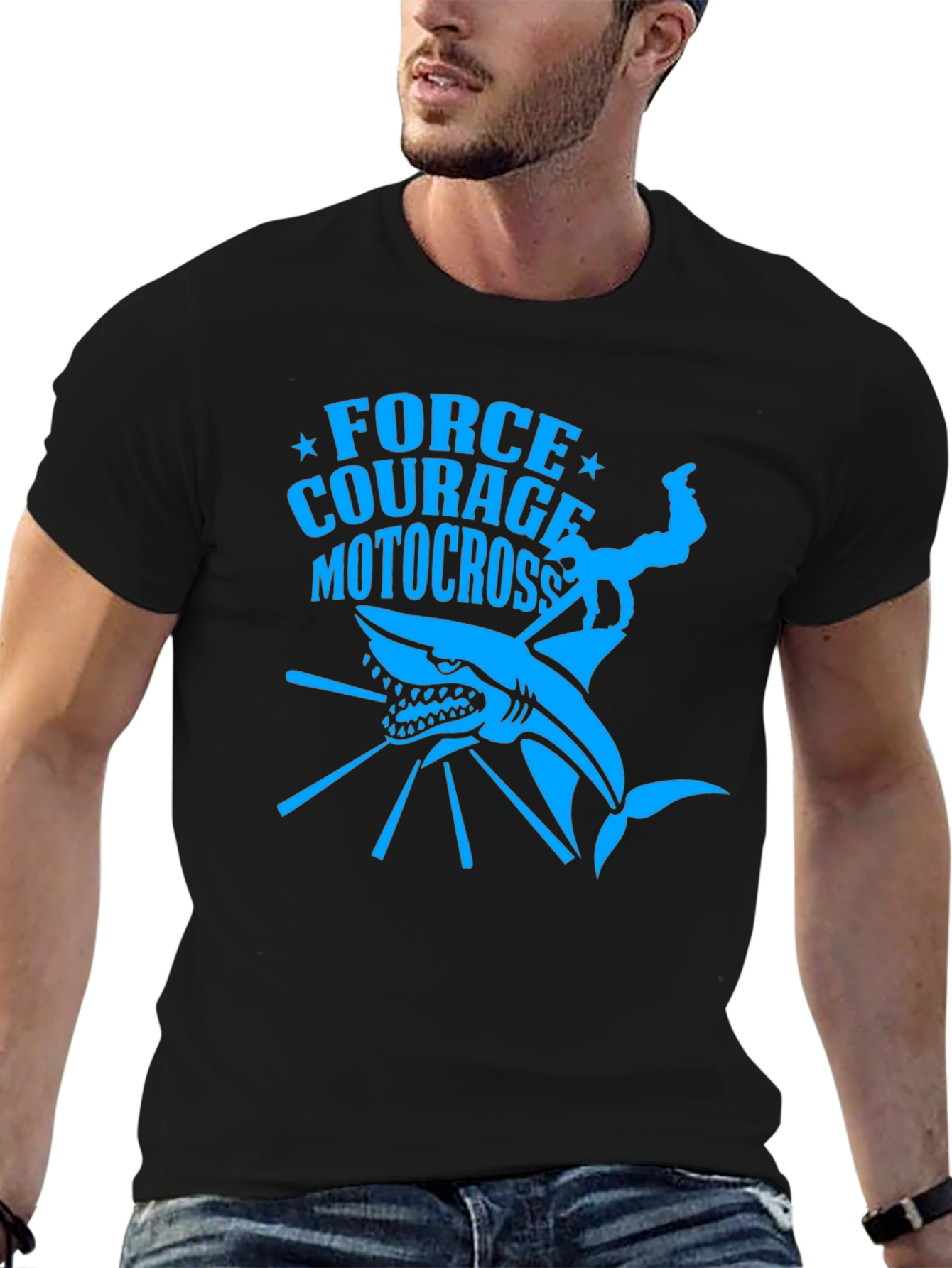 Force Courage Motocross Shark Graphic T-Shirt