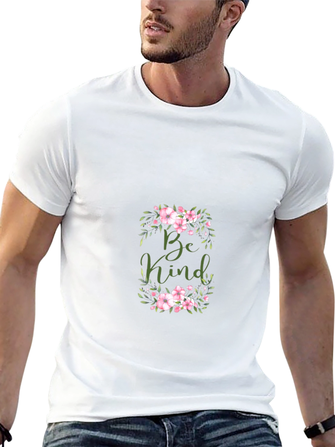 Be Kind Floral Graphic Black T-Shirt