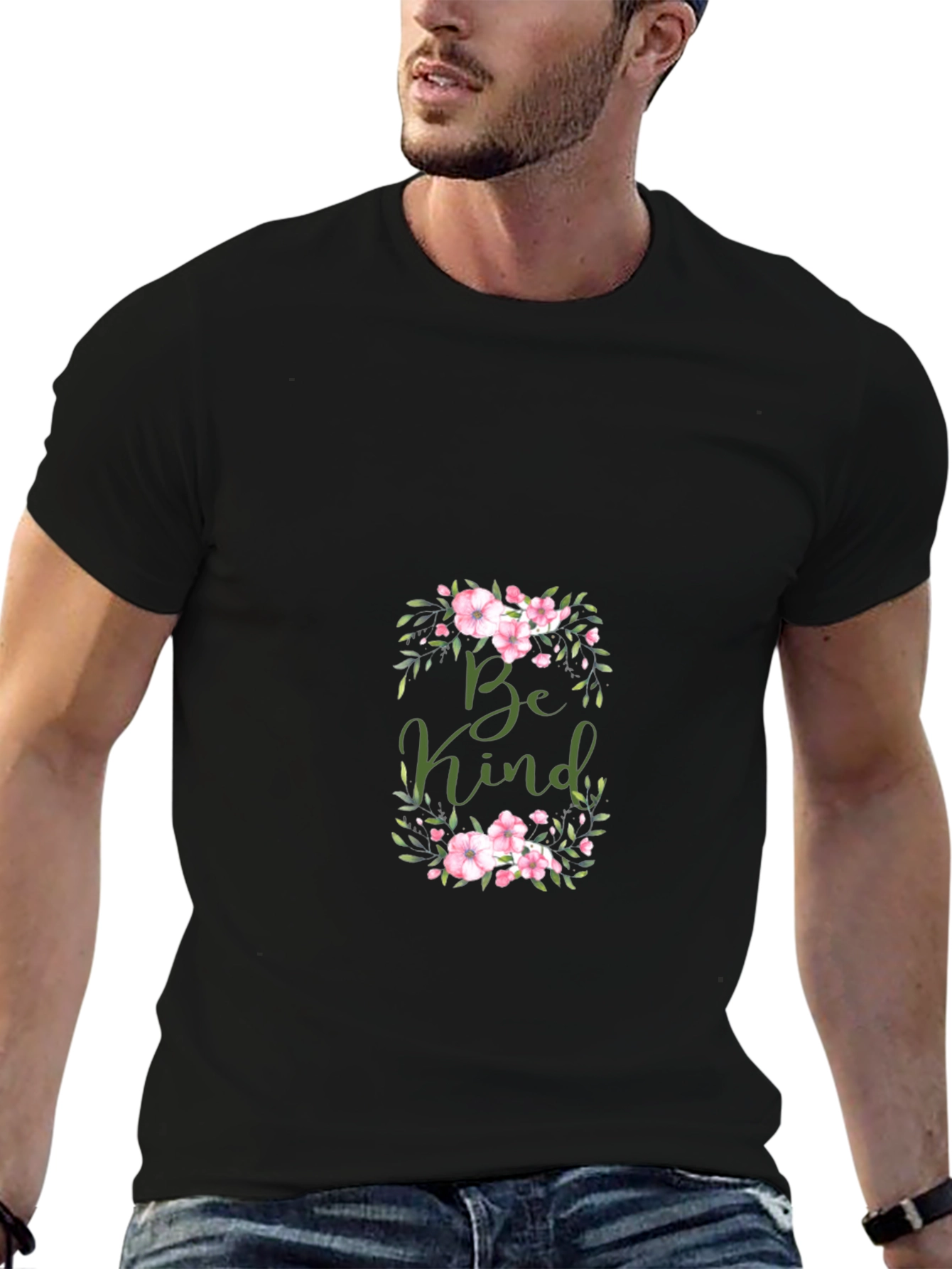 Be Kind Floral Graphic Black T-Shirt