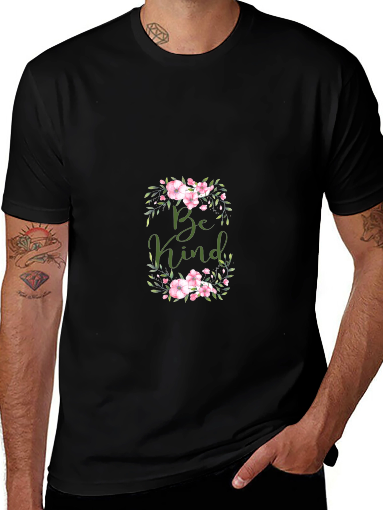 Be Kind Floral Graphic Black T-Shirt