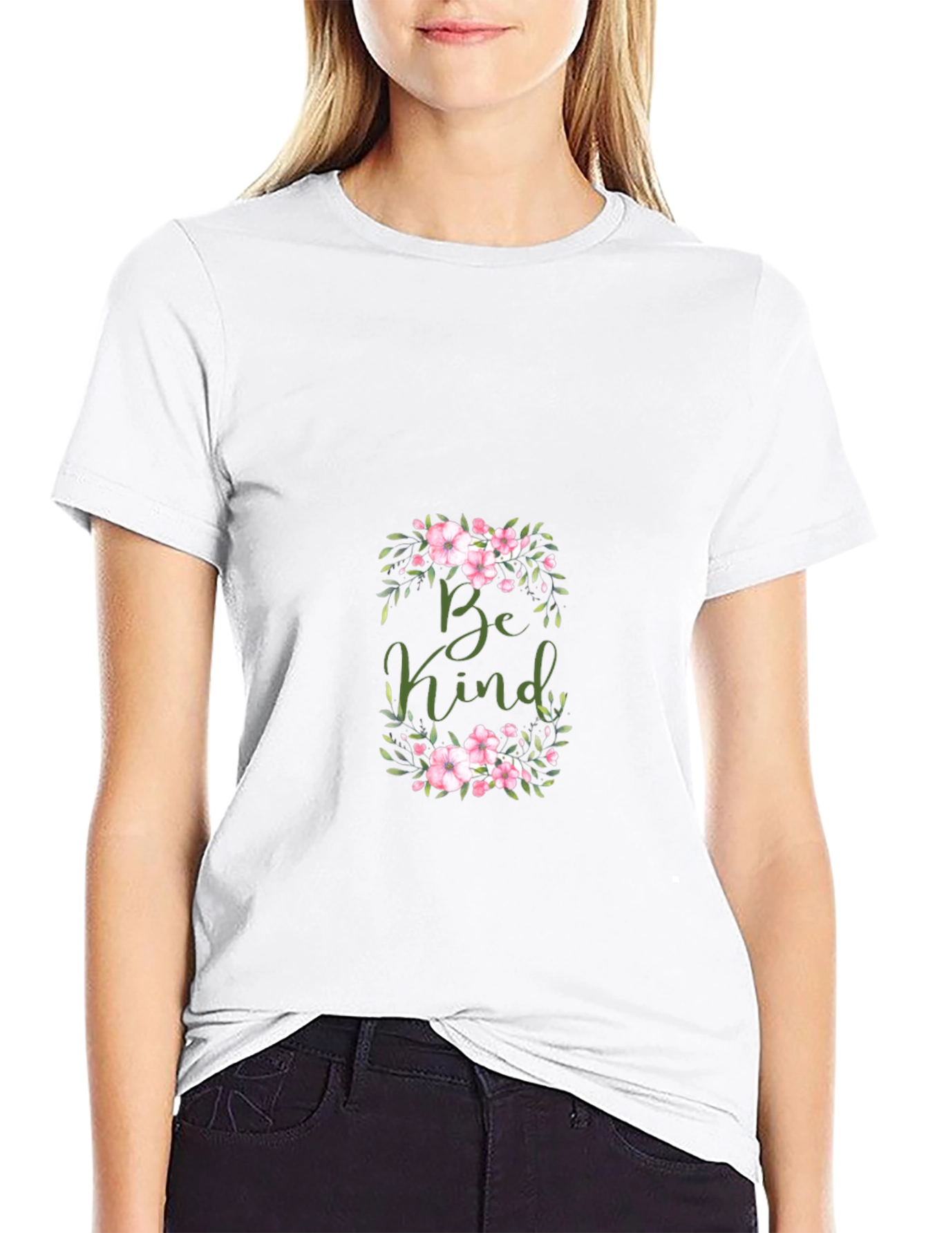 Be Kind Floral Graphic Black T-Shirt
