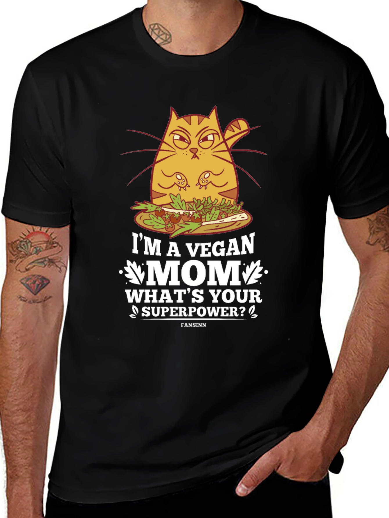 Vegan Mom T-Shirt - Funny Cat Design