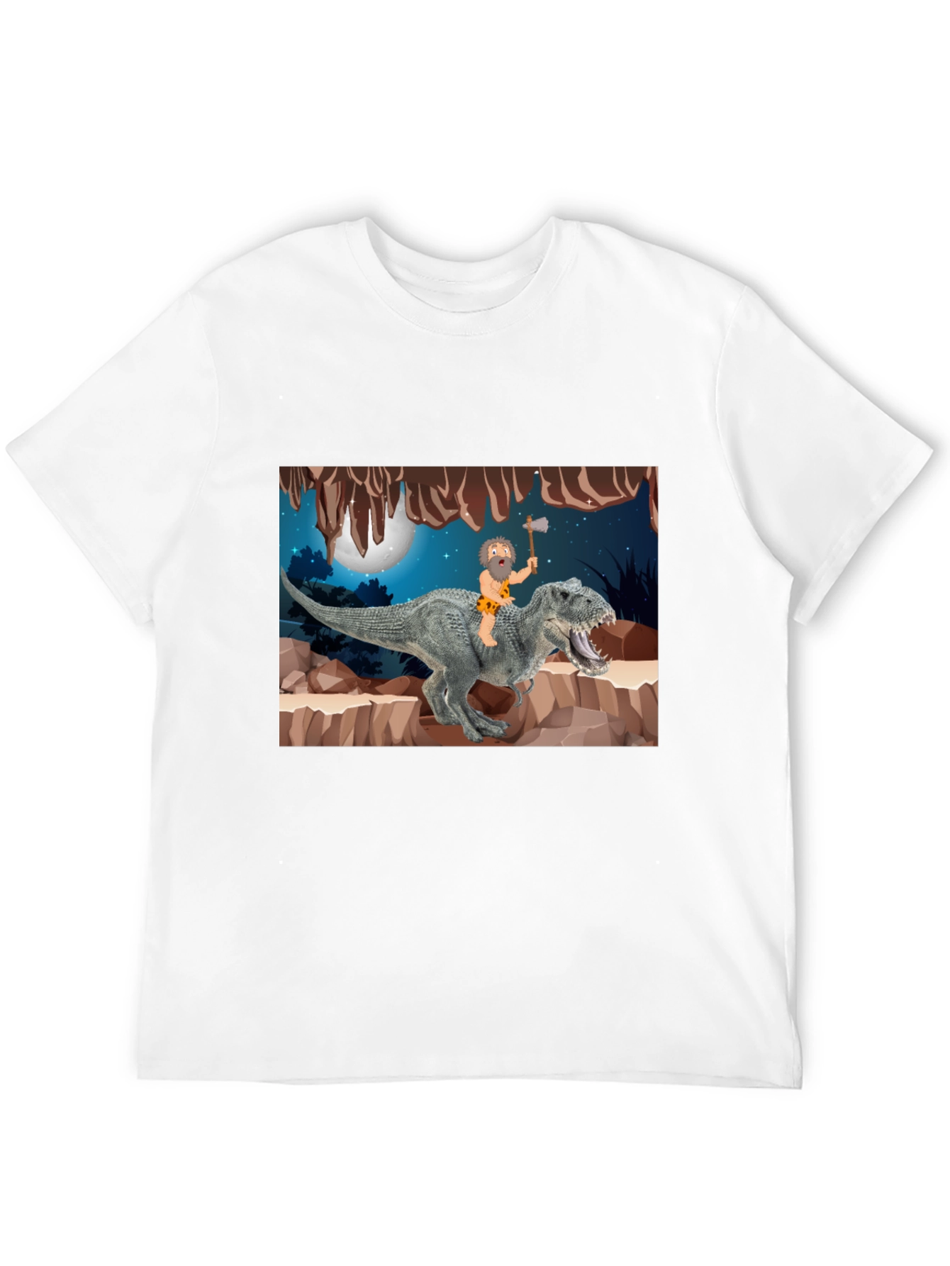 Caveman Riding T-Rex Graphic Tee