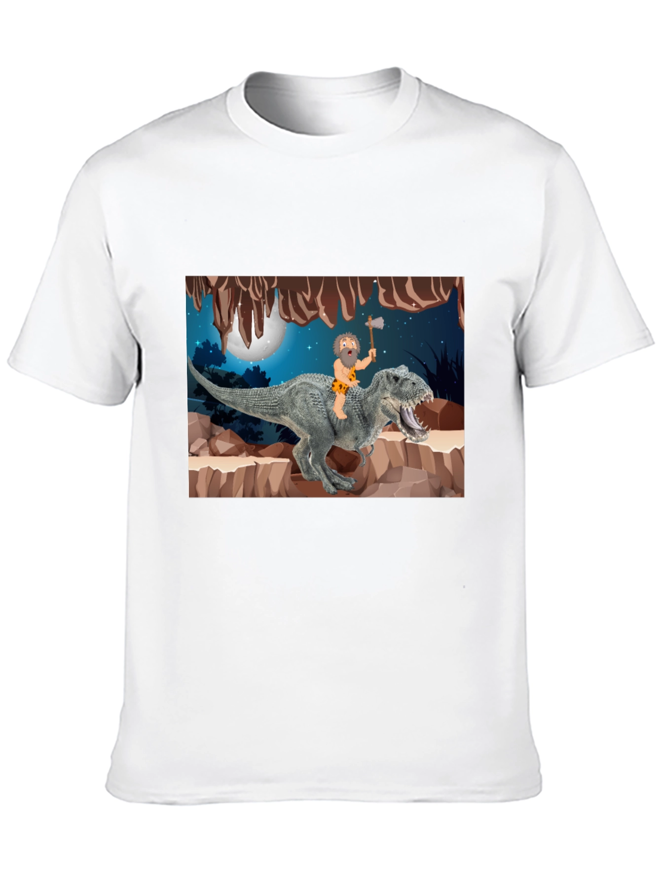 Caveman Riding T-Rex Graphic Tee