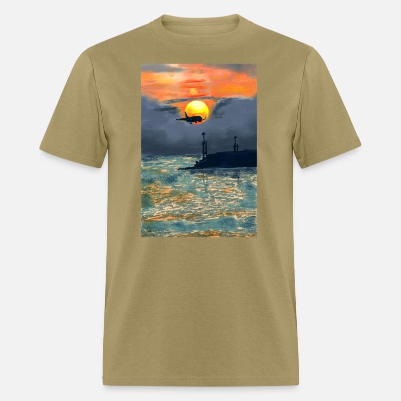 Beautiful Sunset evening at port with aeroplane