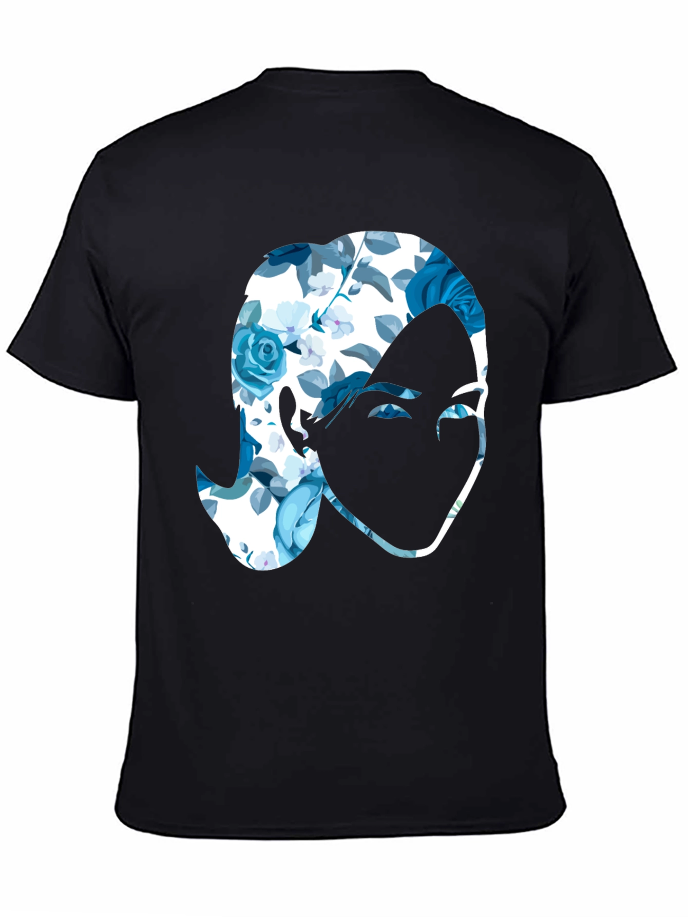 Floral Face Graphic Print Black T-Shirt